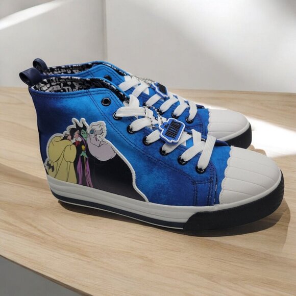 Disney Villains Women's Casual High-Top Sneakers Size 8.5 Canvas Ground Up Blue - Picture 1 of 16